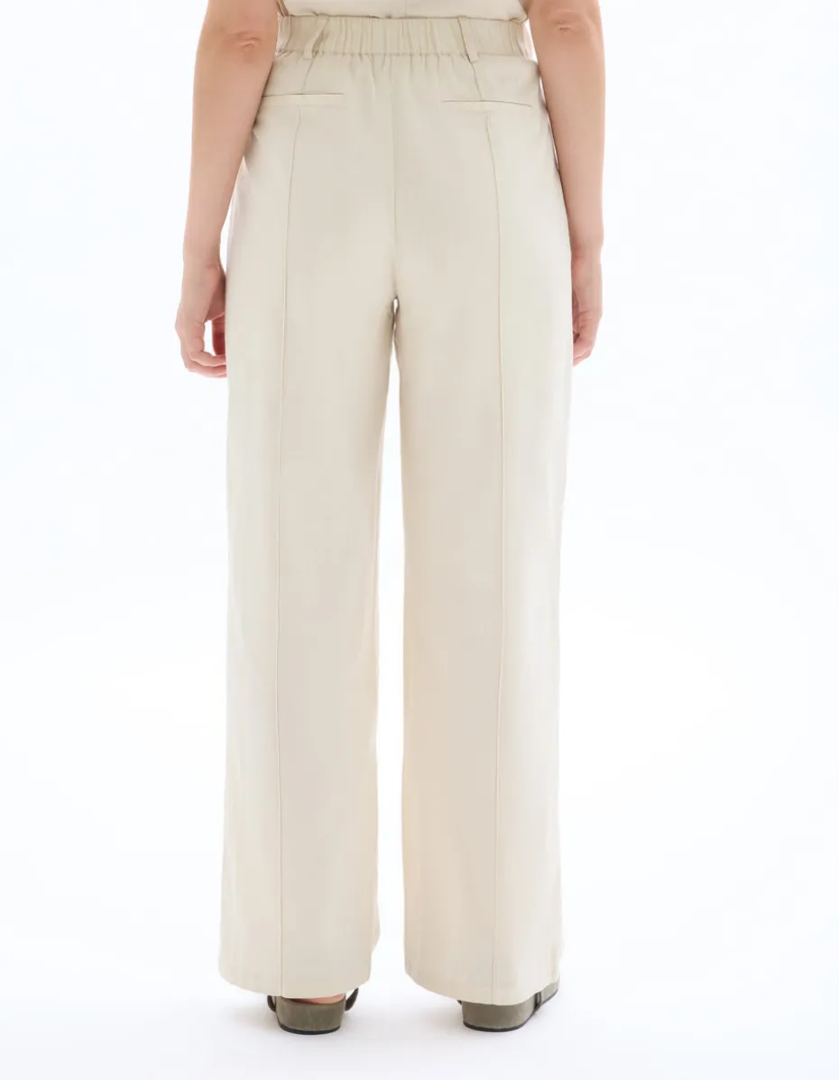 Losse katoenen linnen broek - beige