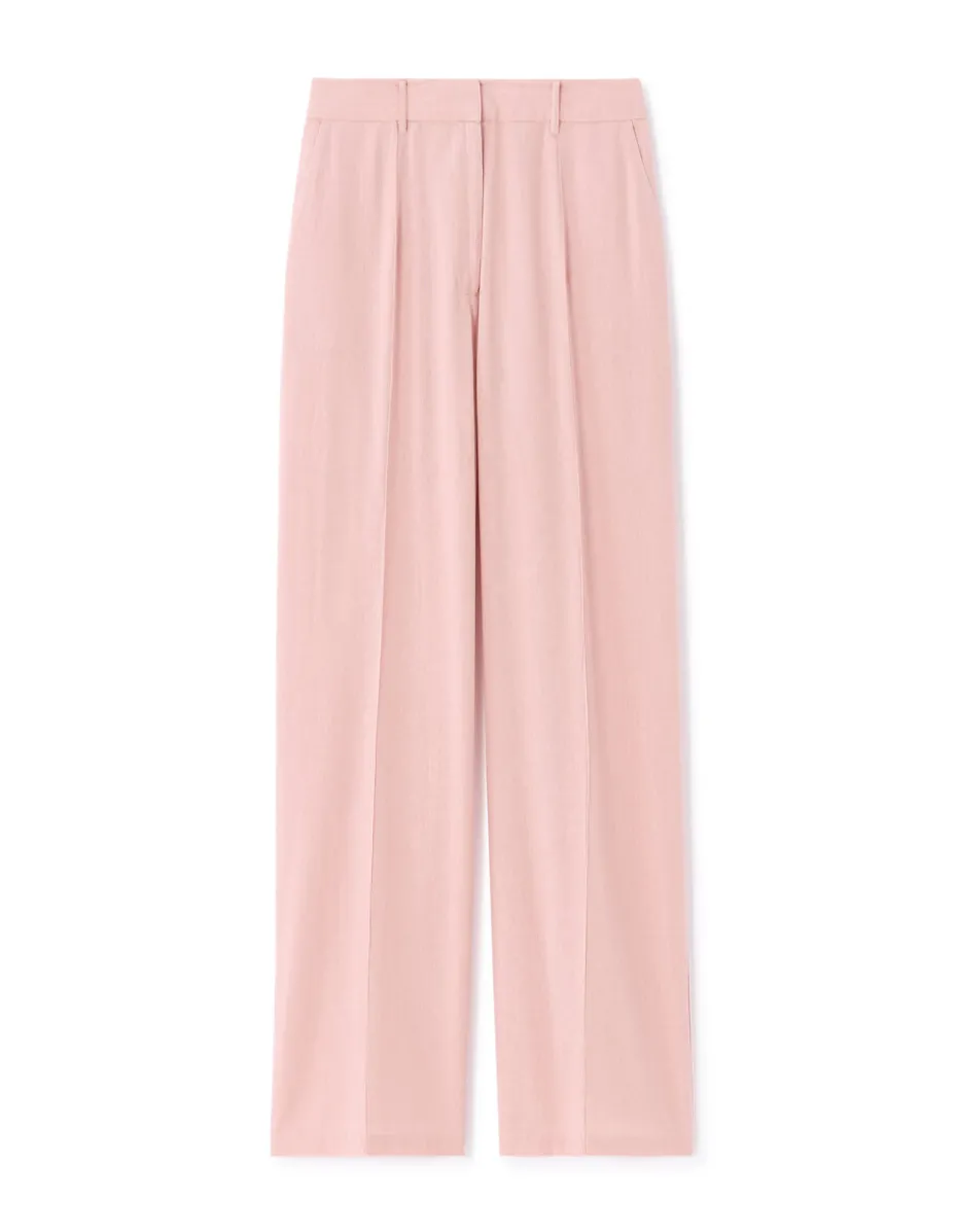 Losse katoenen linnen broek - roze