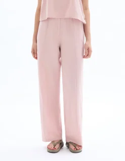 Losse katoenen linnen broek - roze