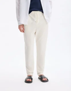 Losse katoenen mix pantalon - beige