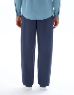 Losse stretchkatoenen broek - marineblauw