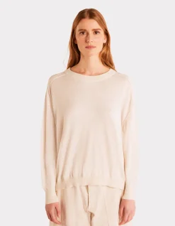 Losse trui met ronde hals - beige