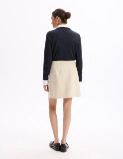 Minirok met opgestikte zakken - beige