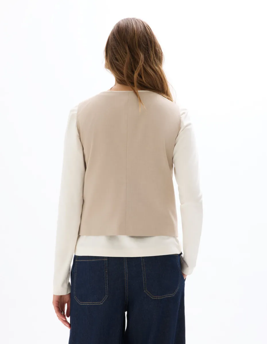 Mouwloos barmanvest - beige