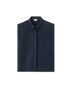 Mouwloos cropped shirt - marineblauw
