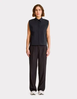 Mouwloos cropped shirt - marineblauw
