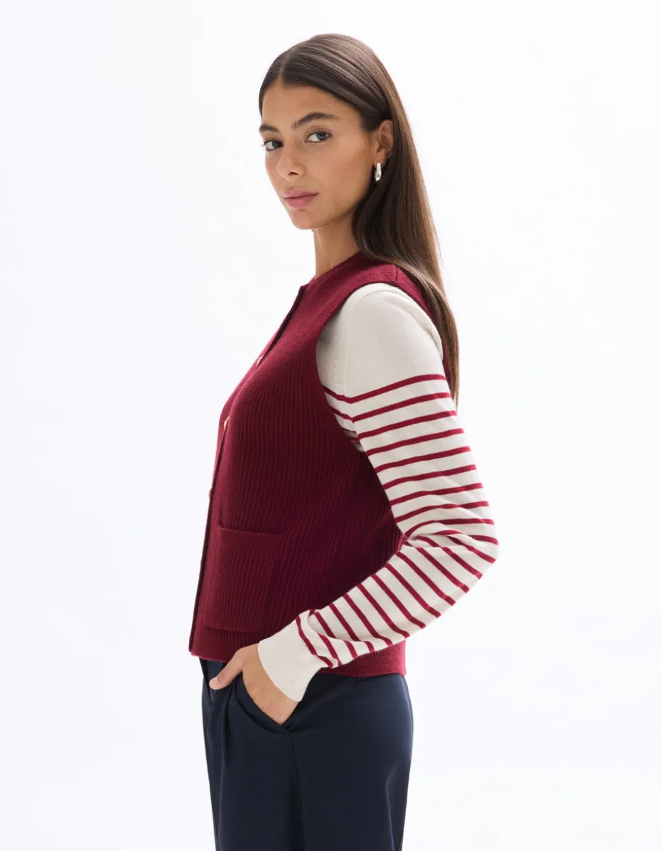 Mouwloos geknoopt gilet - Rood