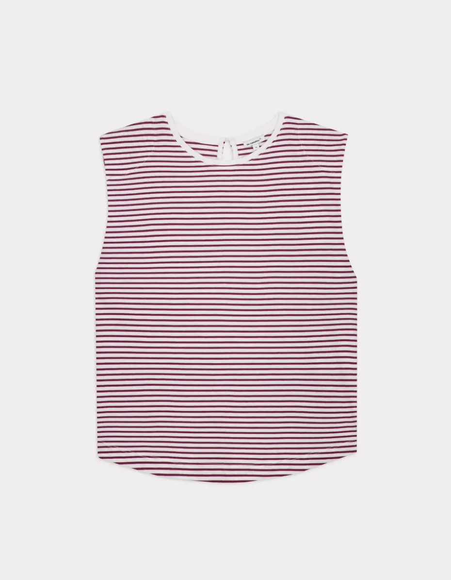 Mouwloos gestreept t-shirt - bordeauxrood