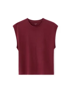 Mouwloos katoenen T-shirt boxy fit - violet
