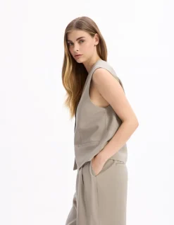 Mouwloos taillevest - beige