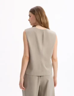 Mouwloos taillevest - beige