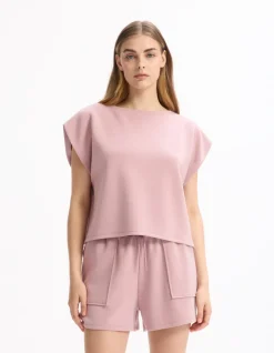 Mouwloos T-shirt met wijde pijpen - paars
