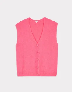 Mouwloos vest met knoopjes - roze