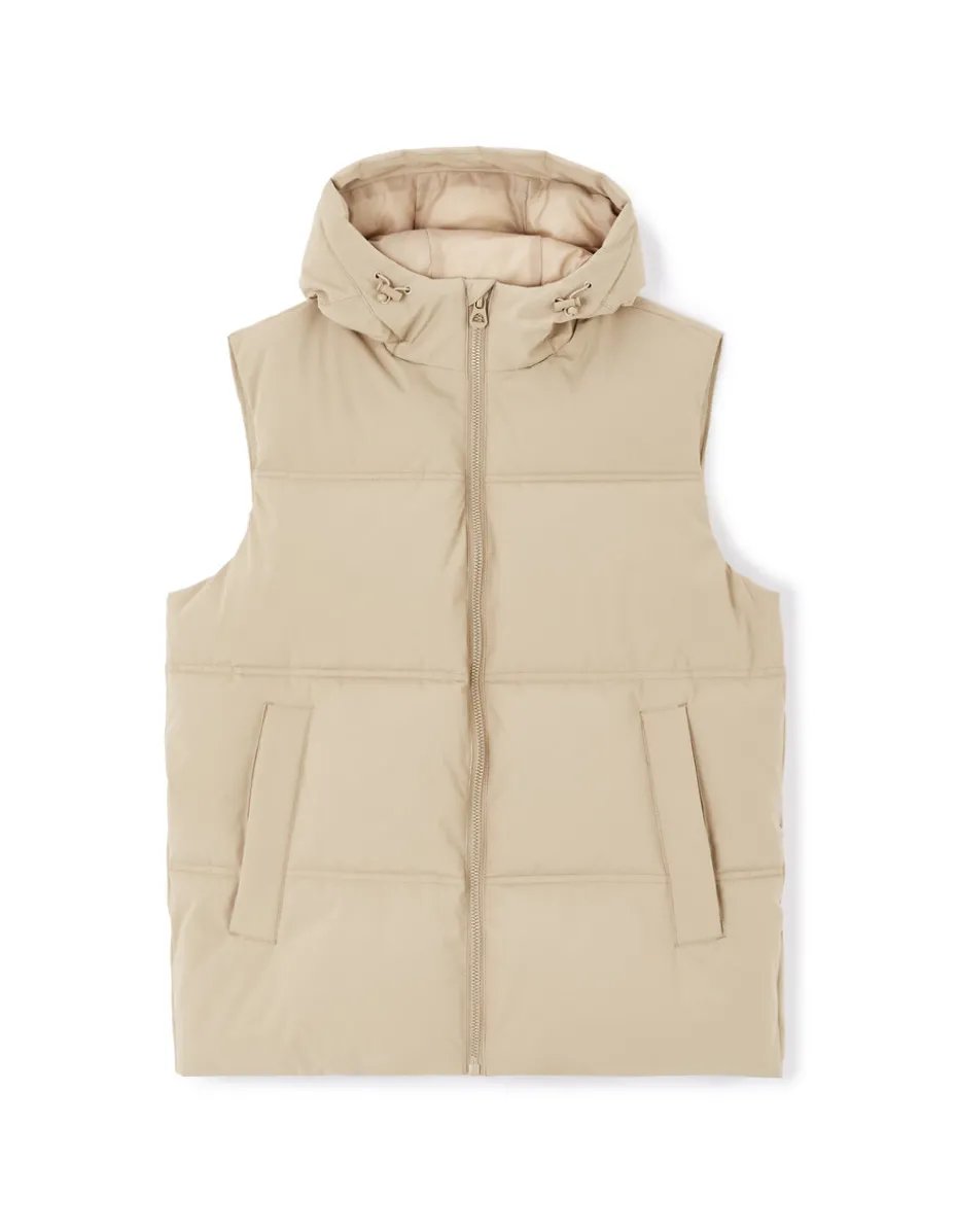 Mouwloze hoodie doudoune - beige