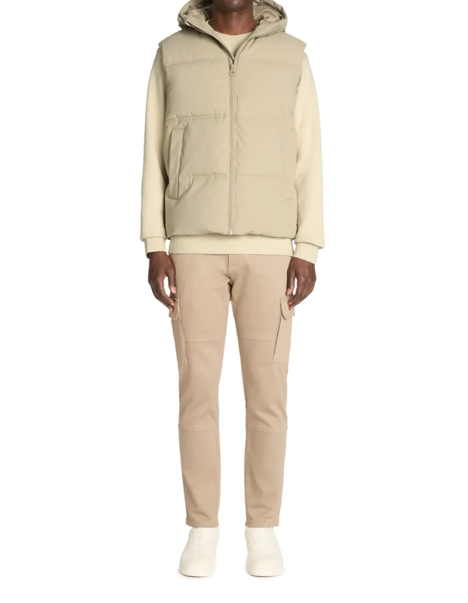 Mouwloze hoodie doudoune - beige