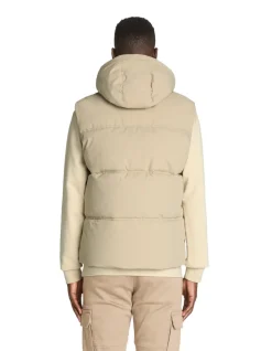 Mouwloze hoodie doudoune - beige