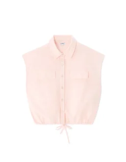 Mouwloze katoenen blouse van gaas - roze
