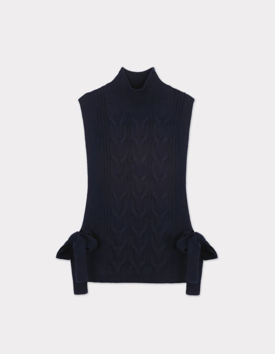 Mouwloze trui met hoge hals - marineblauw