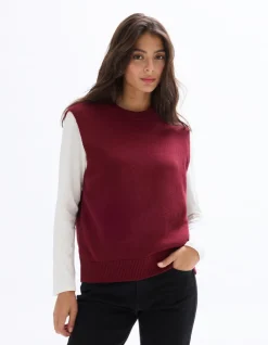 Mouwloze trui met ronde hals - rood