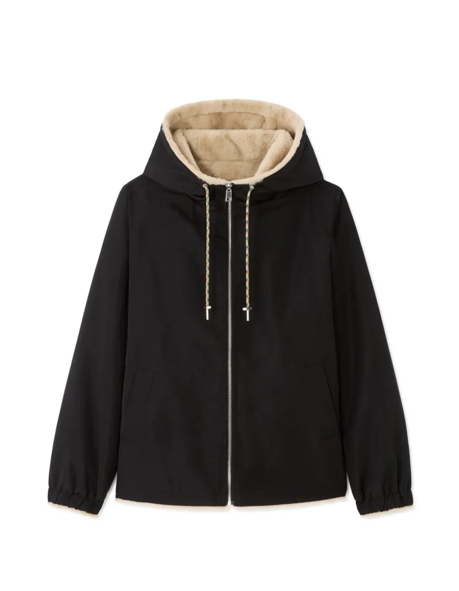 Omkeerbare parka met donszachte voering - zwart