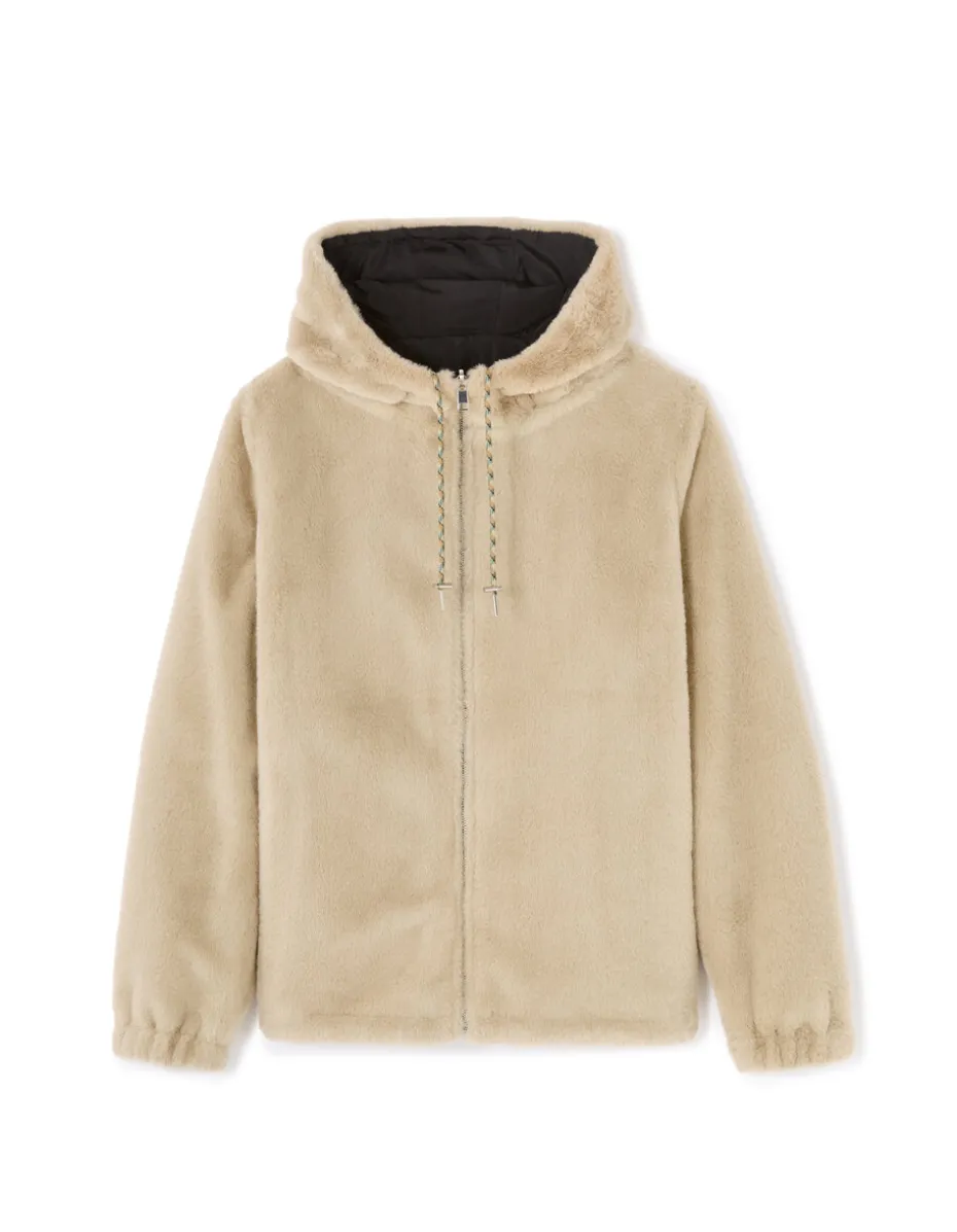 Omkeerbare parka met donszachte voering - zwart