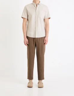 Overhemd Regular fit Oxford 100% katoen - beige