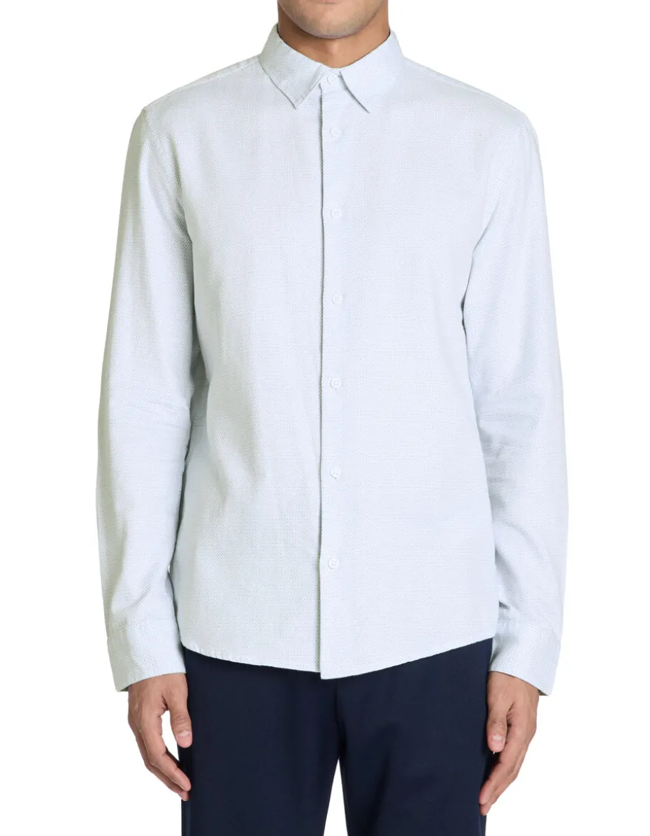 Overhemd regular micro motief 100% katoen - wit