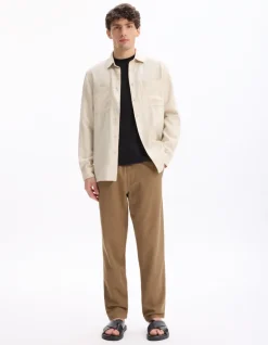 Overhemd van TENCEL™ Lyocell en linnen - beige