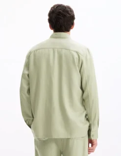 Overhemd van TENCEL™ Lyocell en linnen - saliegroen