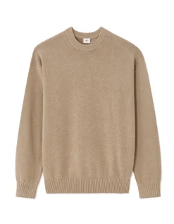 Oversize rondehals trui 100% katoen - beige