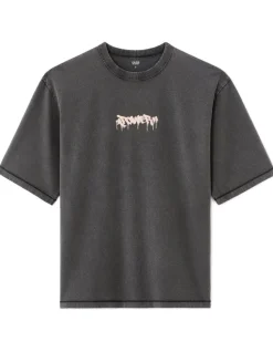 Oversize T-shirt met ronde hals 100% katoen bedrukt - zwart