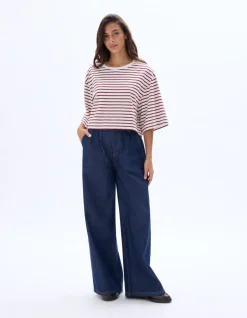 Oversized gestreept T-shirt - rood