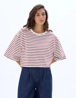 Oversized gestreept T-shirt - rood