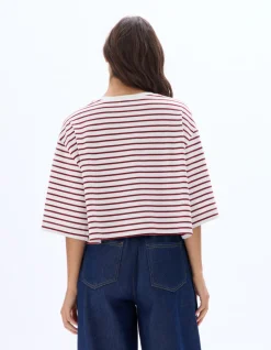 Oversized gestreept T-shirt - rood
