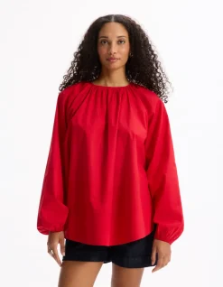Oversized katoenen blouse - rood