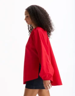 Oversized katoenen blouse - rood