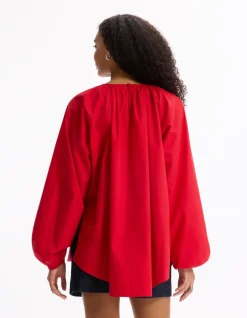 Oversized katoenen blouse - rood