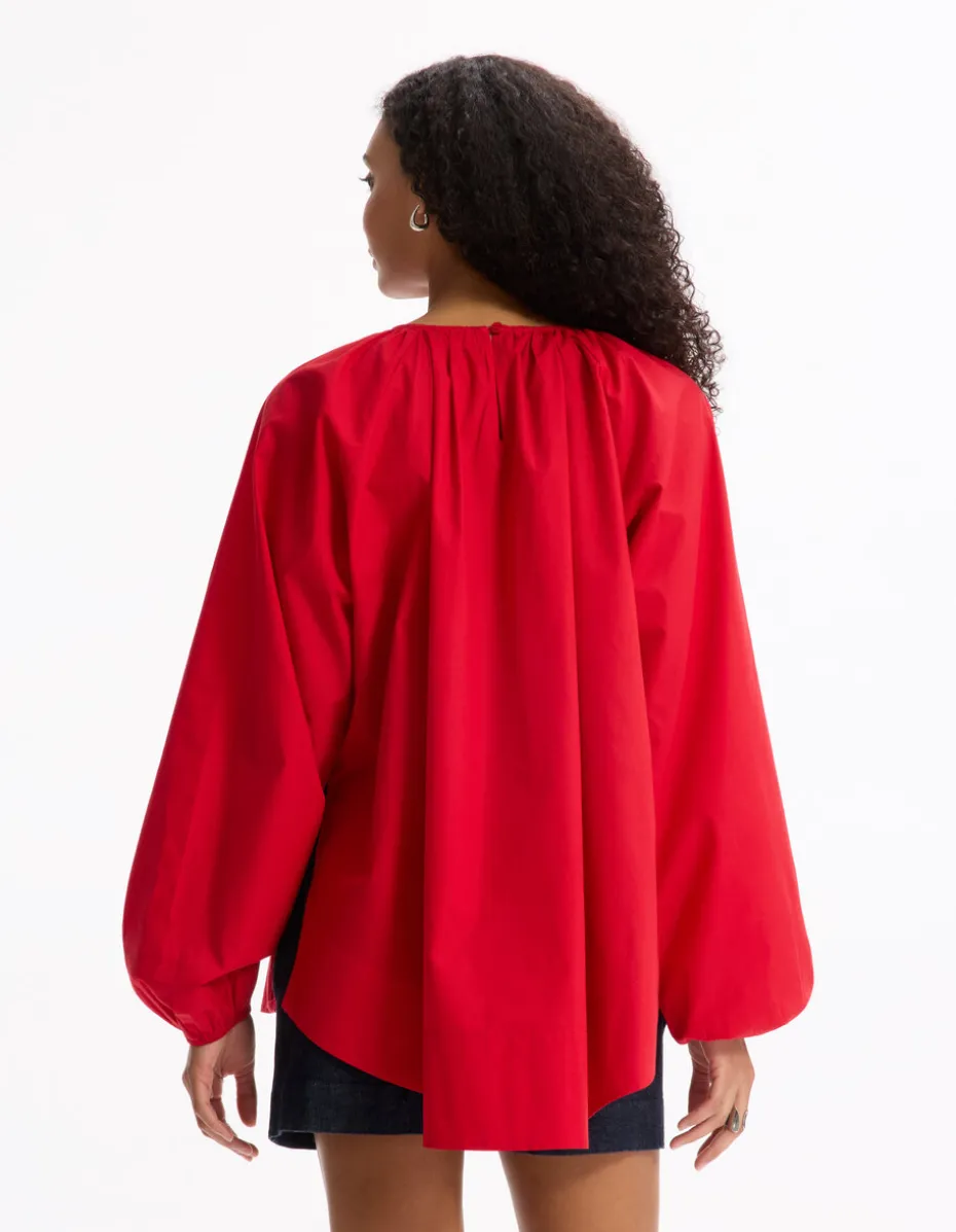Oversized katoenen blouse - rood