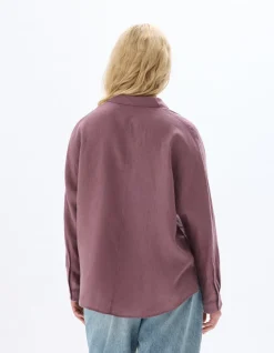 Oversized linnen overhemd - paars