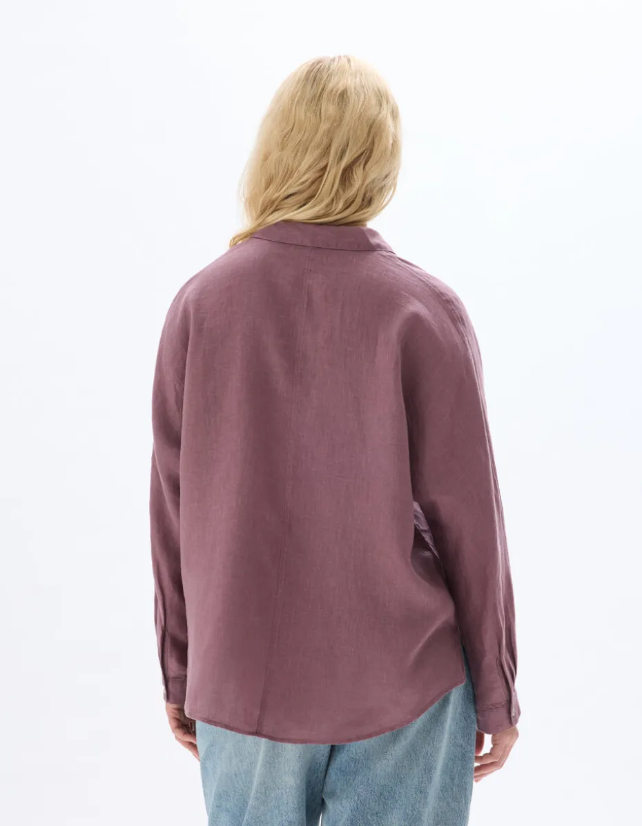 Oversized linnen overhemd - paars