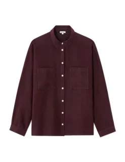 Oversized linnen overhemd - bordeauxrood