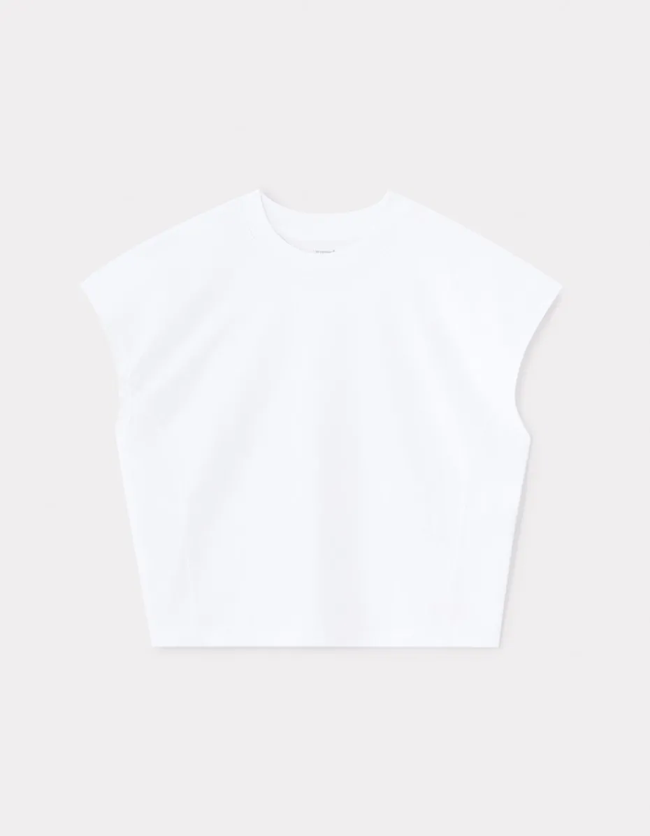 Oversized mouwloos dik katoenen t-shirt - wit