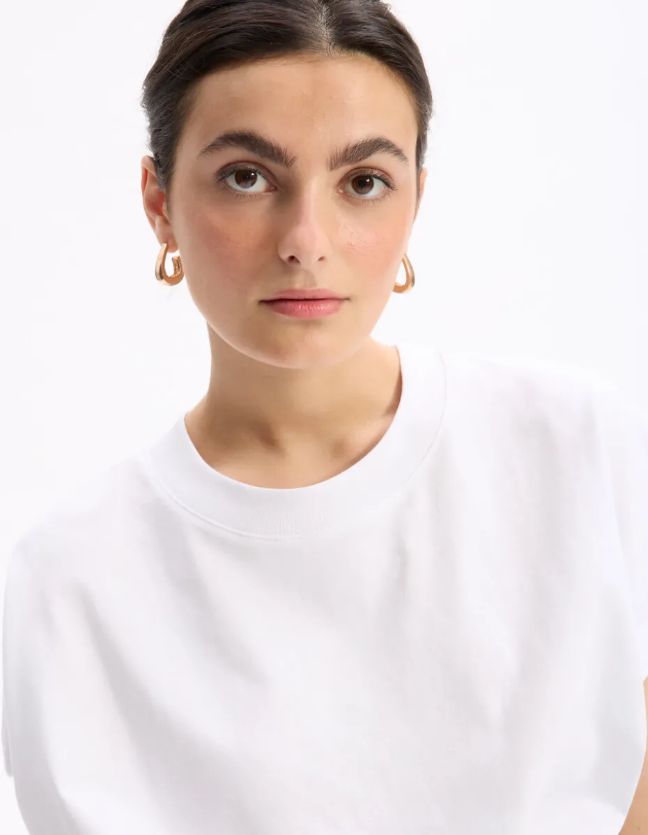 Oversized mouwloos dik katoenen t-shirt - wit
