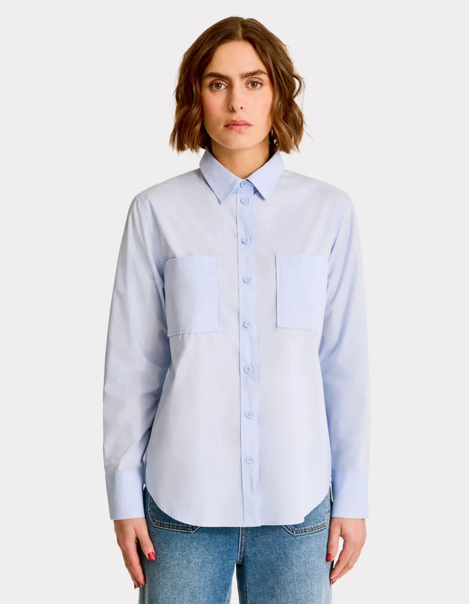 Oversized poplin overhemd - blauw
