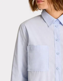 Oversized poplin overhemd - blauw