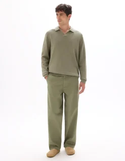 Oversized pull met haaienkraag 100% katoen - saliegroen