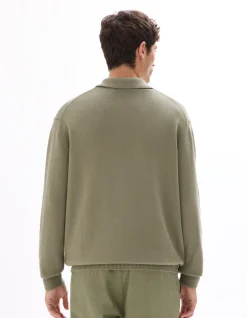 Oversized pull met haaienkraag 100% katoen - saliegroen