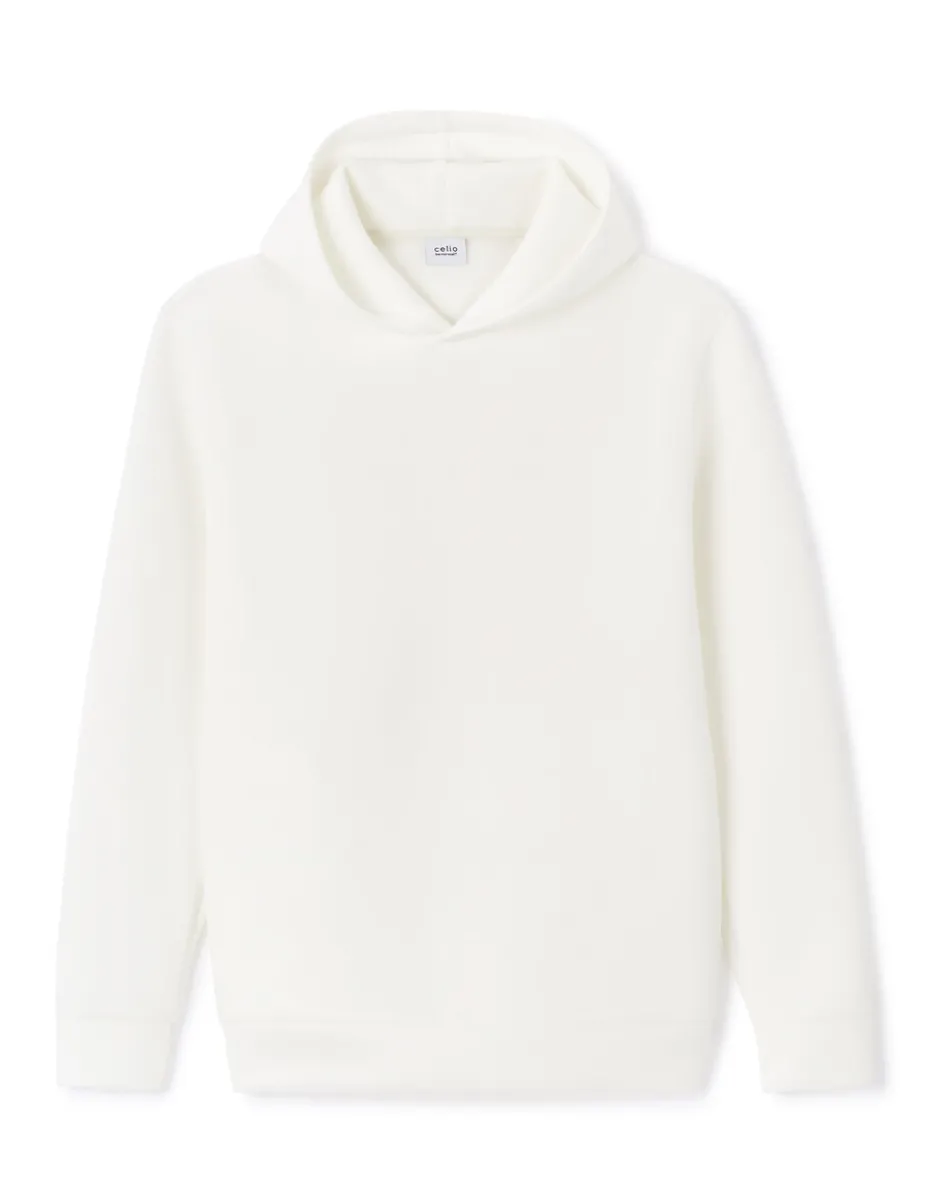 Oversized stretch hoodie met capuchon - wit