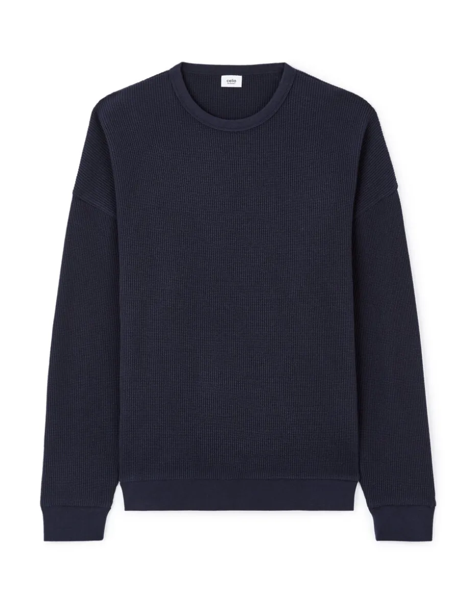 Oversized sweatshirt met ronde hals 100% katoen - marineblauw
