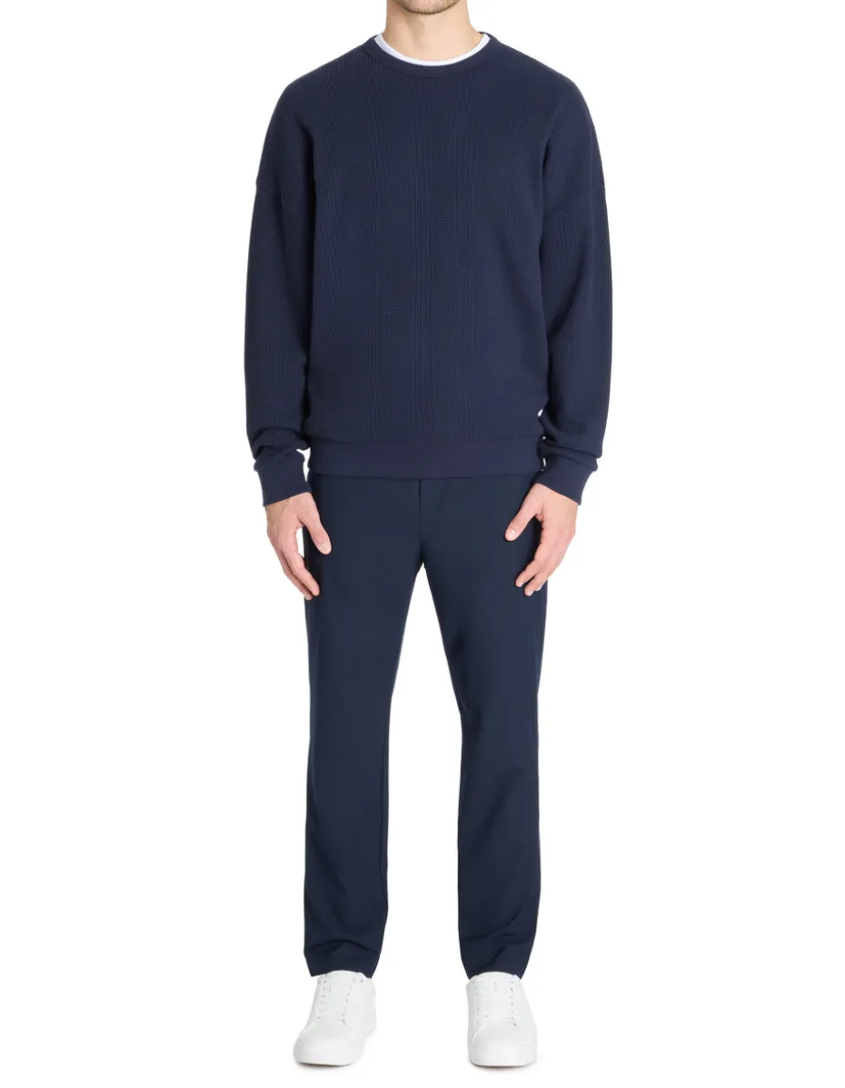 Oversized sweatshirt met ronde hals 100% katoen - marineblauw